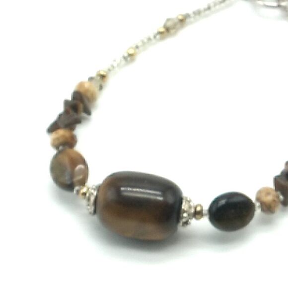 Tiger's Eye Barrel with Earth-tone Stone Chips & Crystal Bracelet - Picture 13 of 13